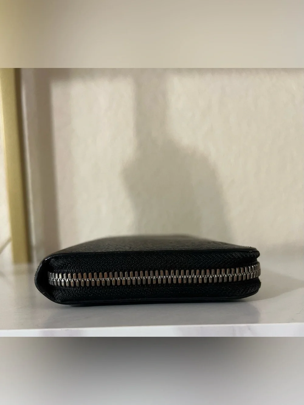 MCM Black Zip-Around Saffiano Wallet with Silver Hardware Accents